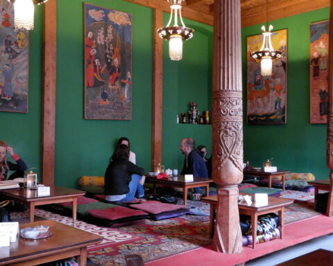 Photo of ornate tearoom interior