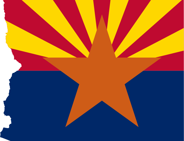 Arizona flag on map