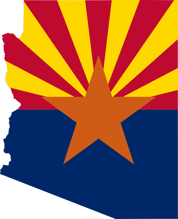 Arizona flag on map