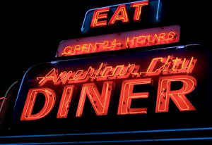 neon signage of American City Diner