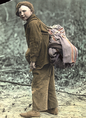 white boy with knapsack, 1930