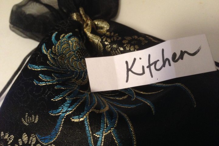 "Kitchen" written on a slip of paper that was pulled from a bag