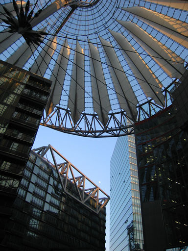Dome of Sony Center plaza in Berlin, as seen from below