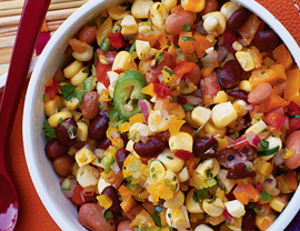 vegan corn, kidney bean, and paprika salad