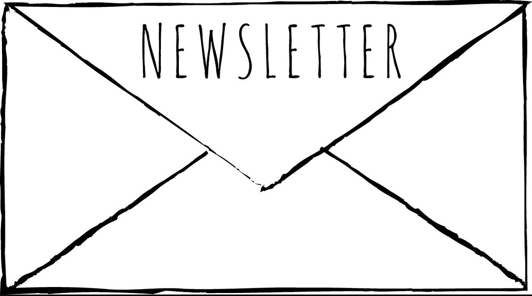 envelope with newsletter written on the flap