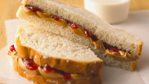 peanut butter and jelly on white